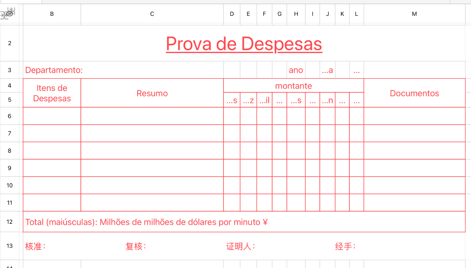 Prova de Despesas